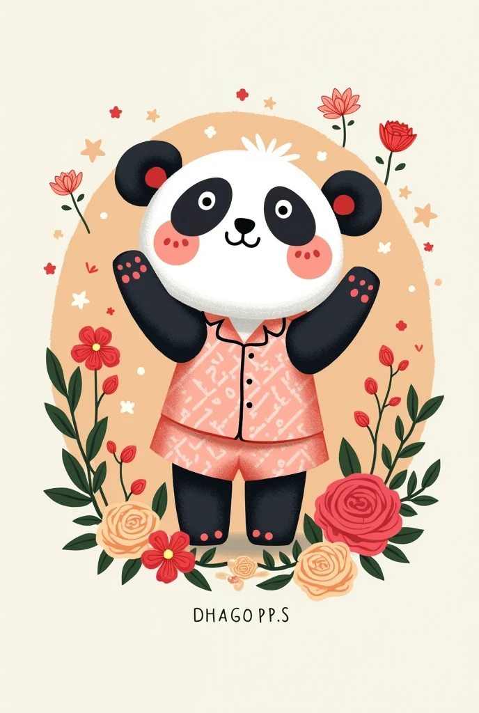 My brand name is dhago PJs collection so create a logo it should be colorful there should be thread flowers and a female mascot that will be panda wearing a cute pjs set and bit vintage look will be appreciated 