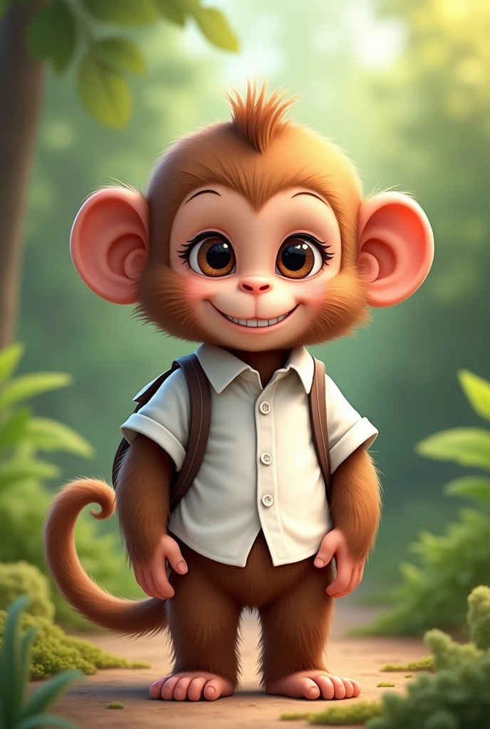 monkey with a white shirt as if he were going to school