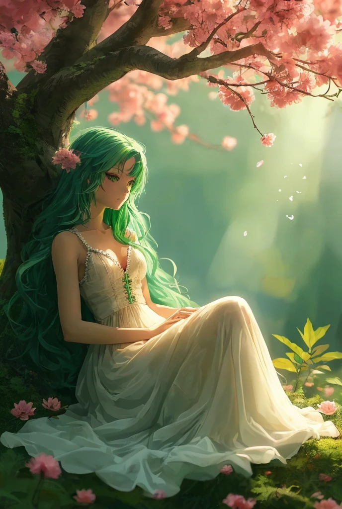 Anime girl with Green hairs