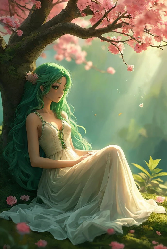Anime girl with Green hairs
