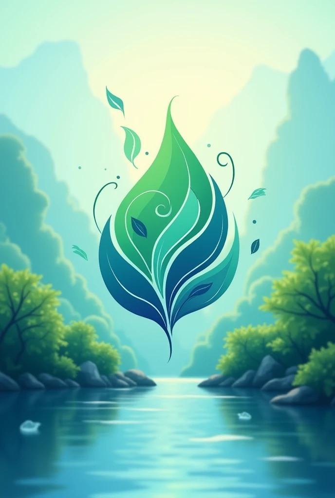 Generate a creative and colorful natural filter logo with blue and green colors
