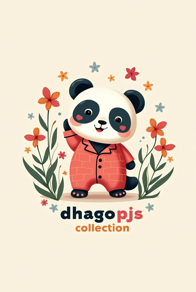 My brand name is dhago PJs collection so create a logo it should be colorful there should be thread flowers and a mascot that will be panda wearing a cute pjs set and bit vintage look will be appreciated more colorful