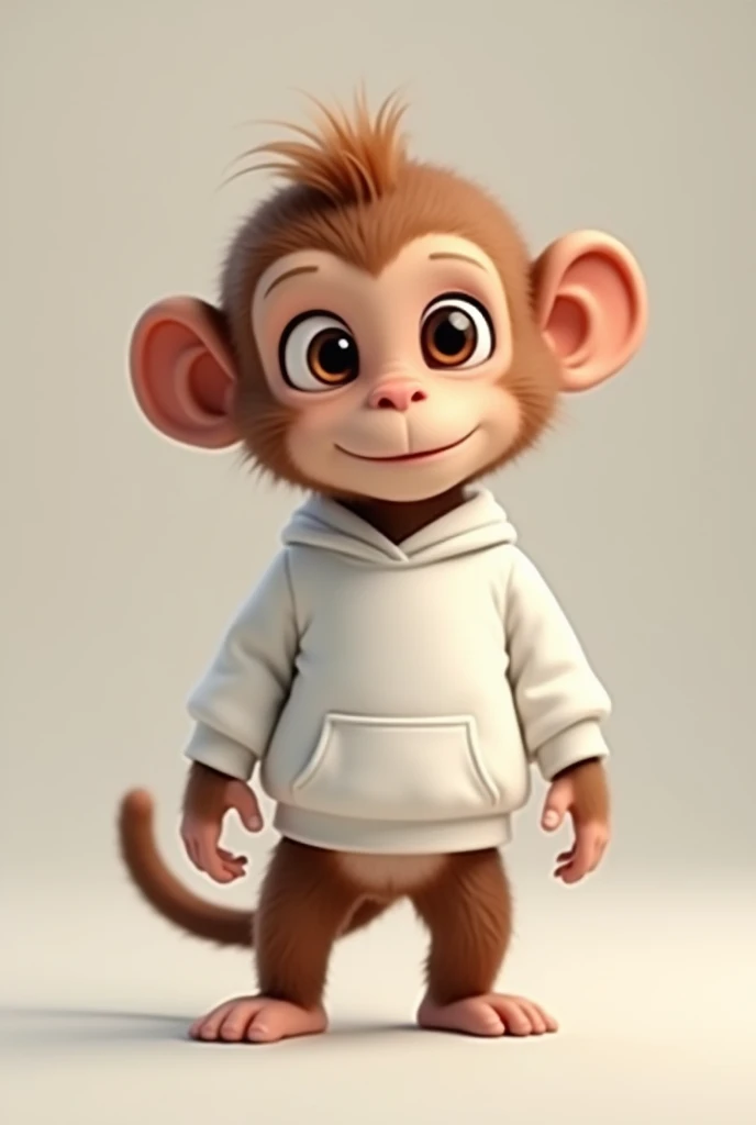 Little monkey with a white sweatshirt as if he were going to school
