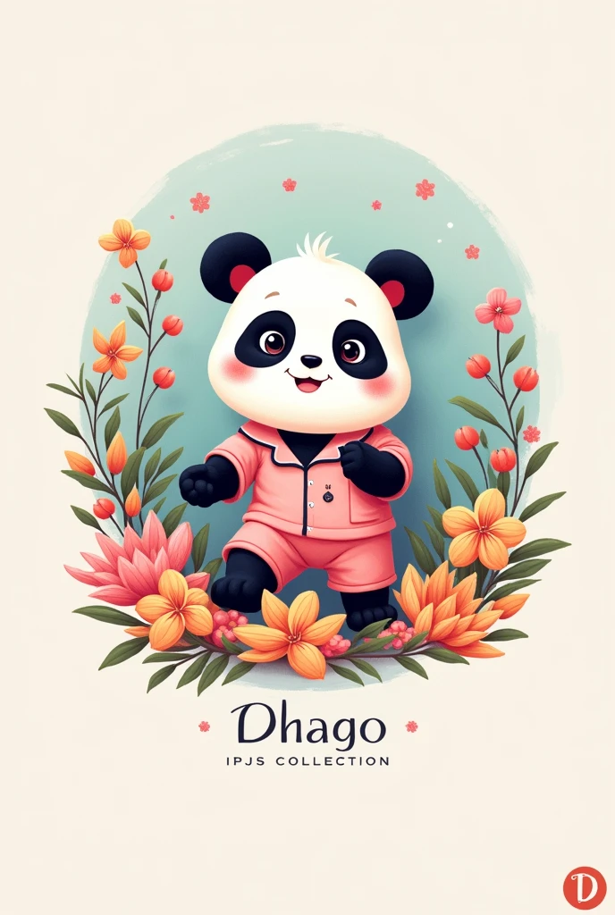 My brand name is dhago PJs collection so create a logo it should be colorful there should be thread flowers and a mascot that will be panda wearing a cute pjs set and bit look will be appreciated more colorful