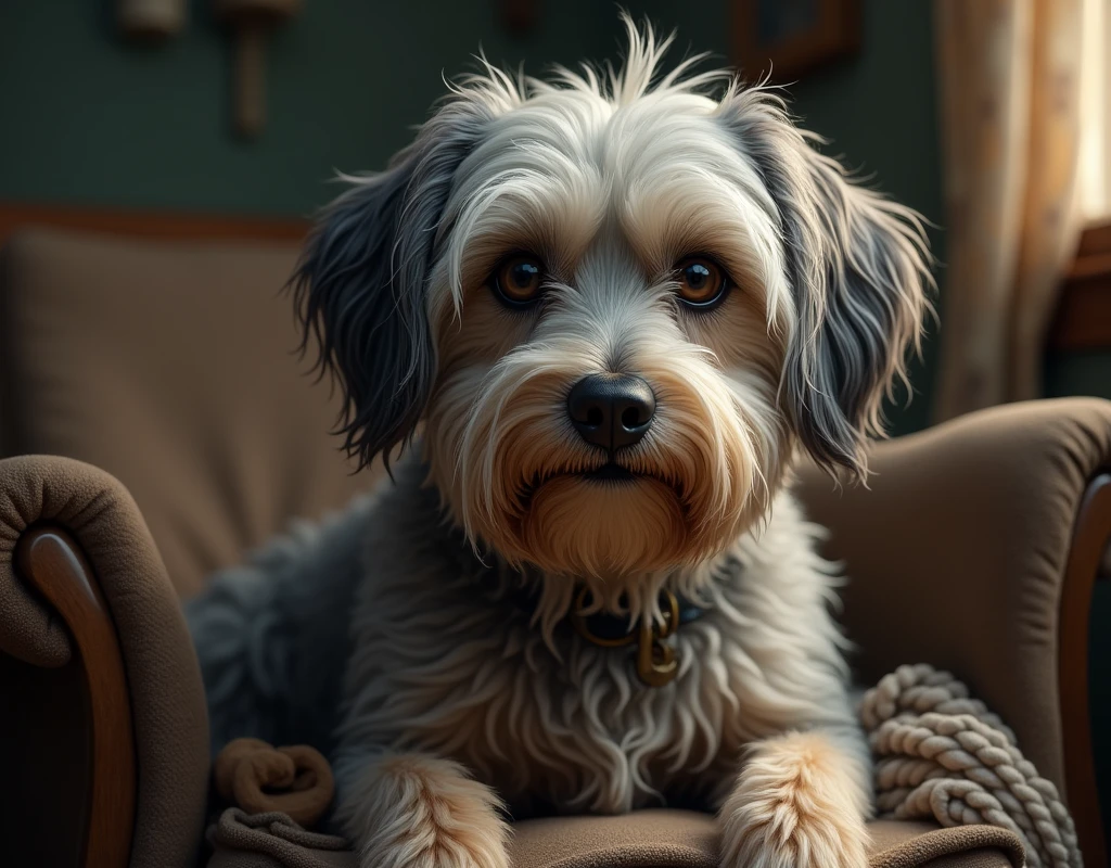 Make a poor old dog ai image 
