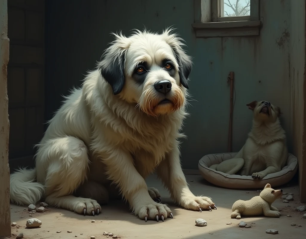 Make a poor big old dog ai image