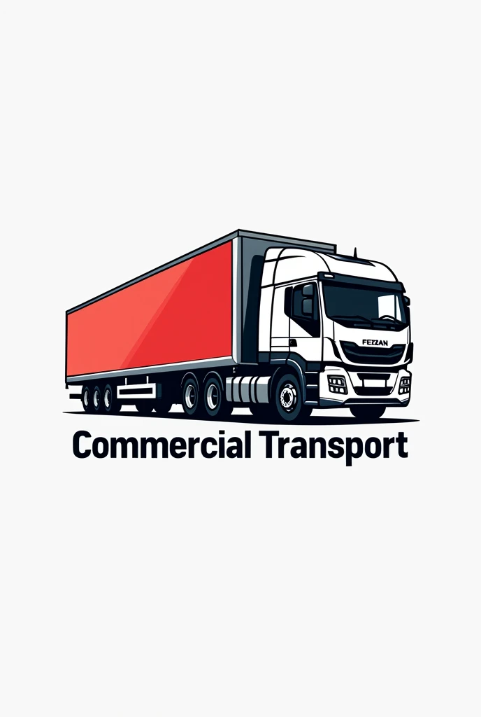 Make a logo named of (Fezan Commercial Transport) with a pic off truck