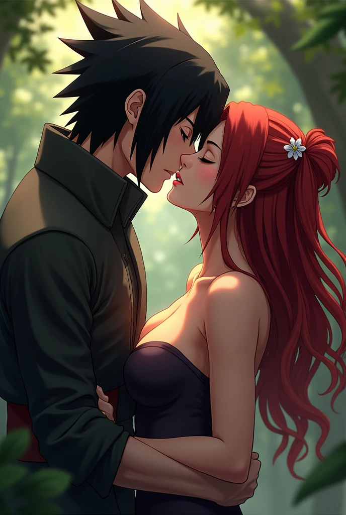 Sasuke and Mei Terumi kissing