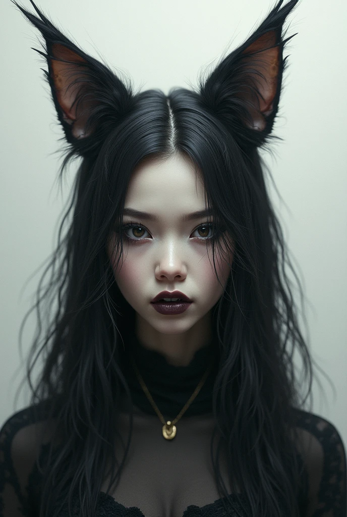One person, Long Hair,teeth, Cat ear, Highest quality, 