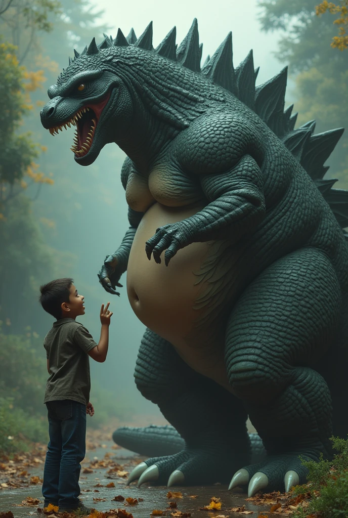 Female Godzilla with Big tits and vagina kiss kid