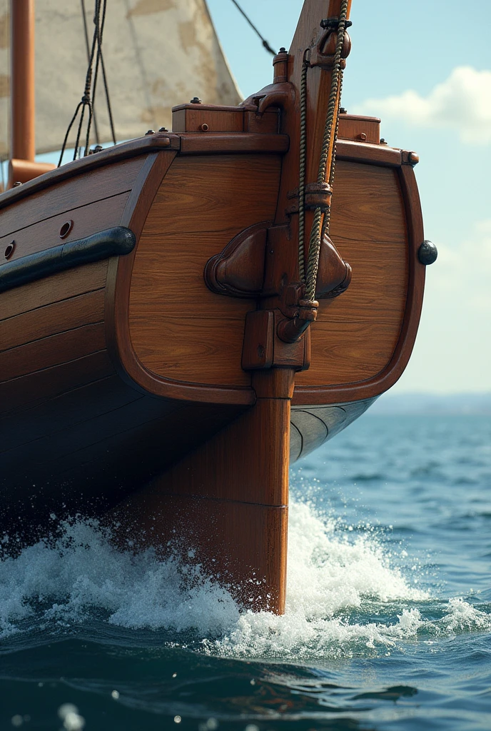 rear rudder of a boat