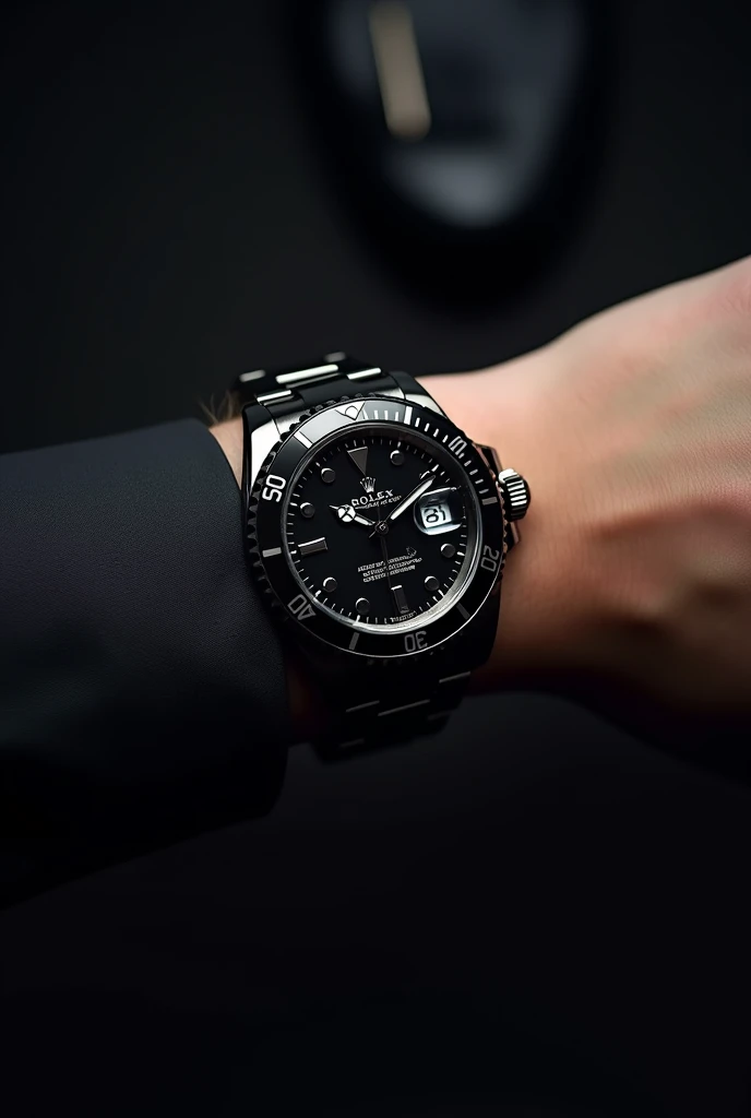 A dark black  rolex watch
