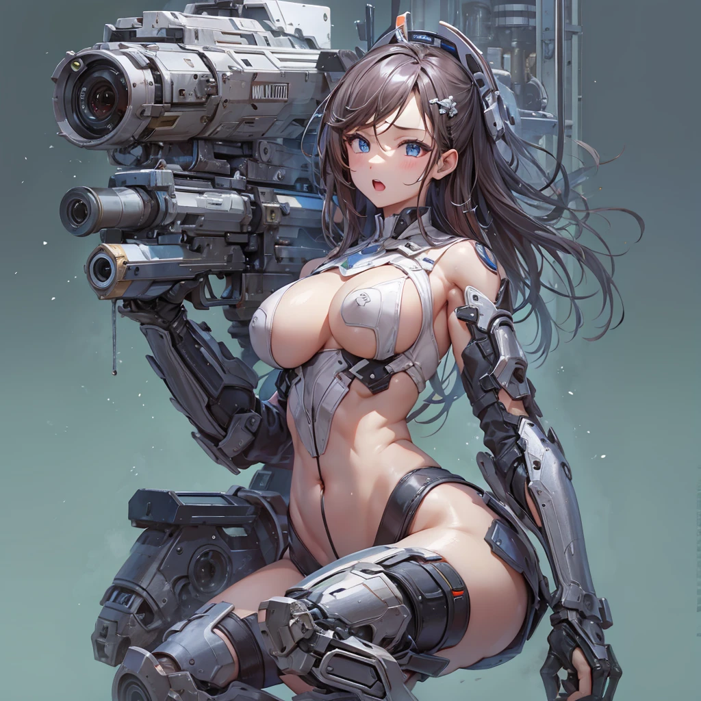 Android、cute、Girl、Machine Body、Beautiful body lines、Gun of the Future、back、Too much exposed skin、Big Breasts、Big Ass、Random sexy poses、NSFW