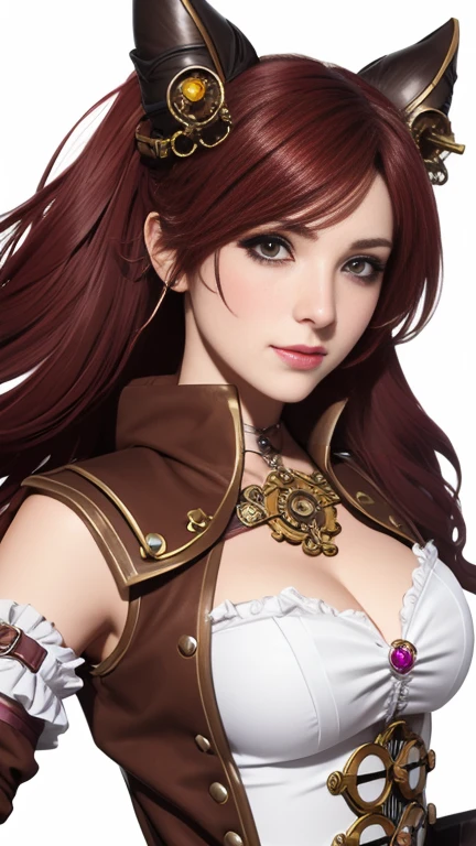 steampunk magical girl, white background, paizo pathfinder style