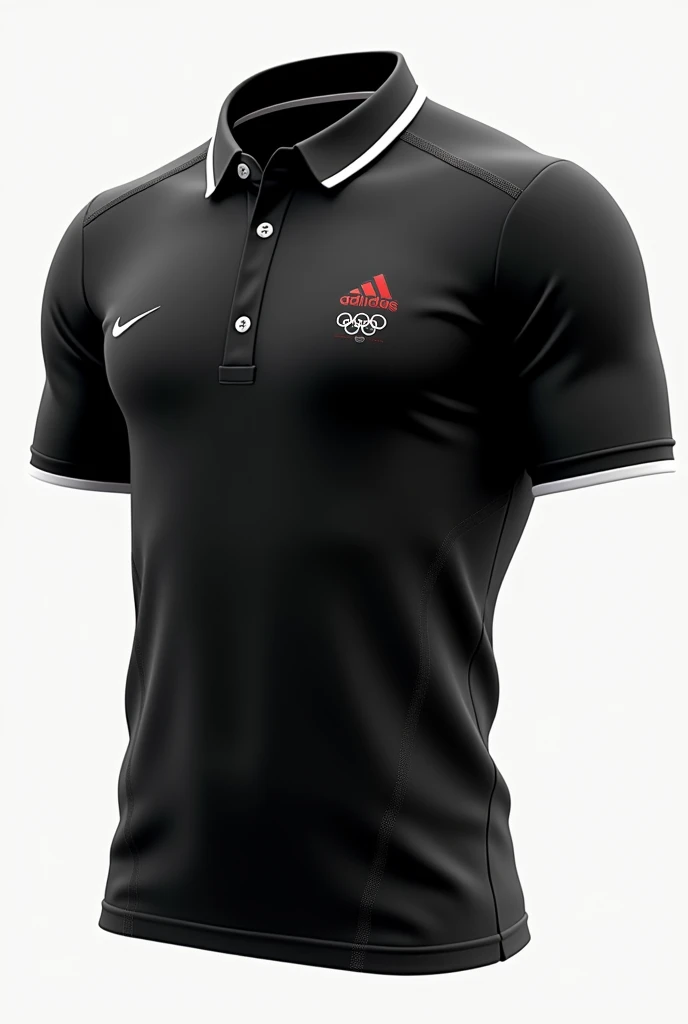 Women's black and grey olympics polo shirt, that the light grey color is more appreciated and seen in the design