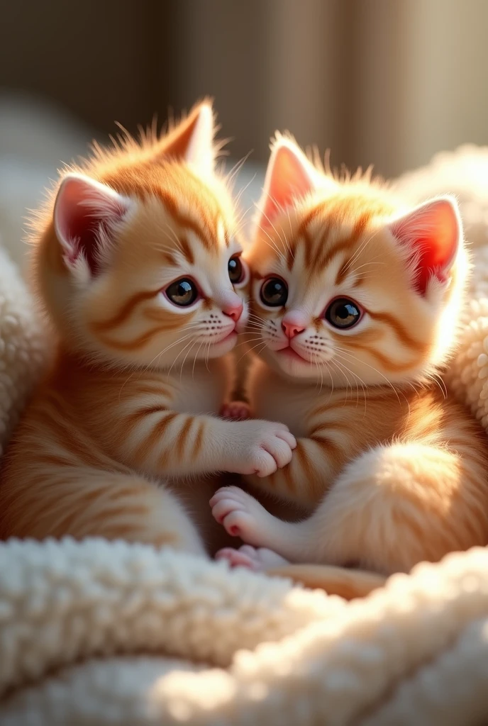 (photorealism:1.2), two cute kittens cuddling and being in love