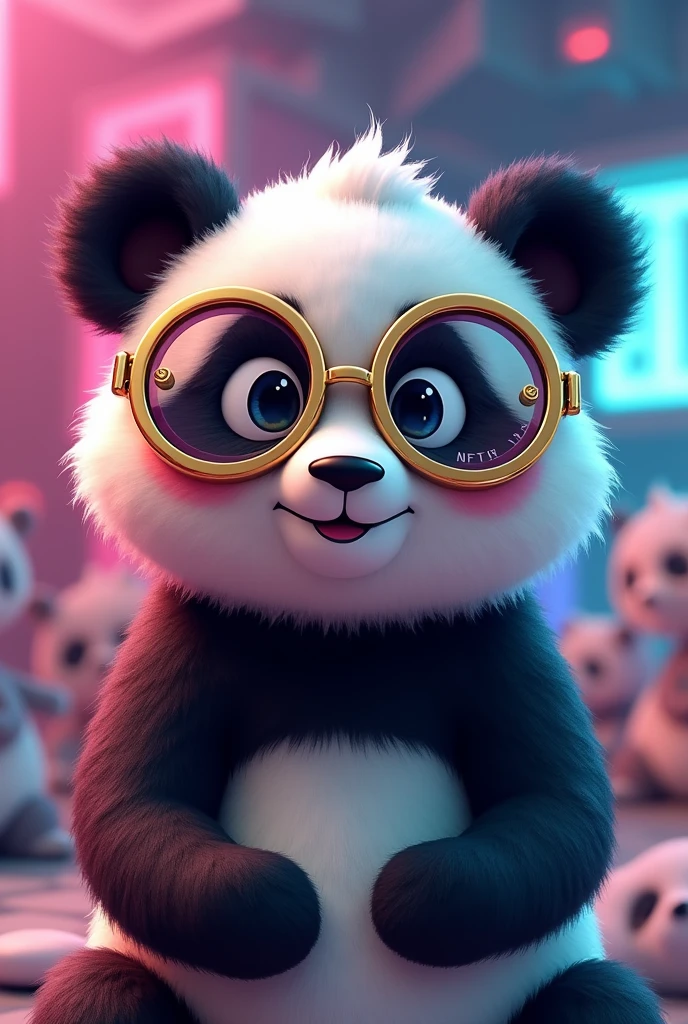 a mc panda with glasses in the shape of a coin in the shape of an nft
