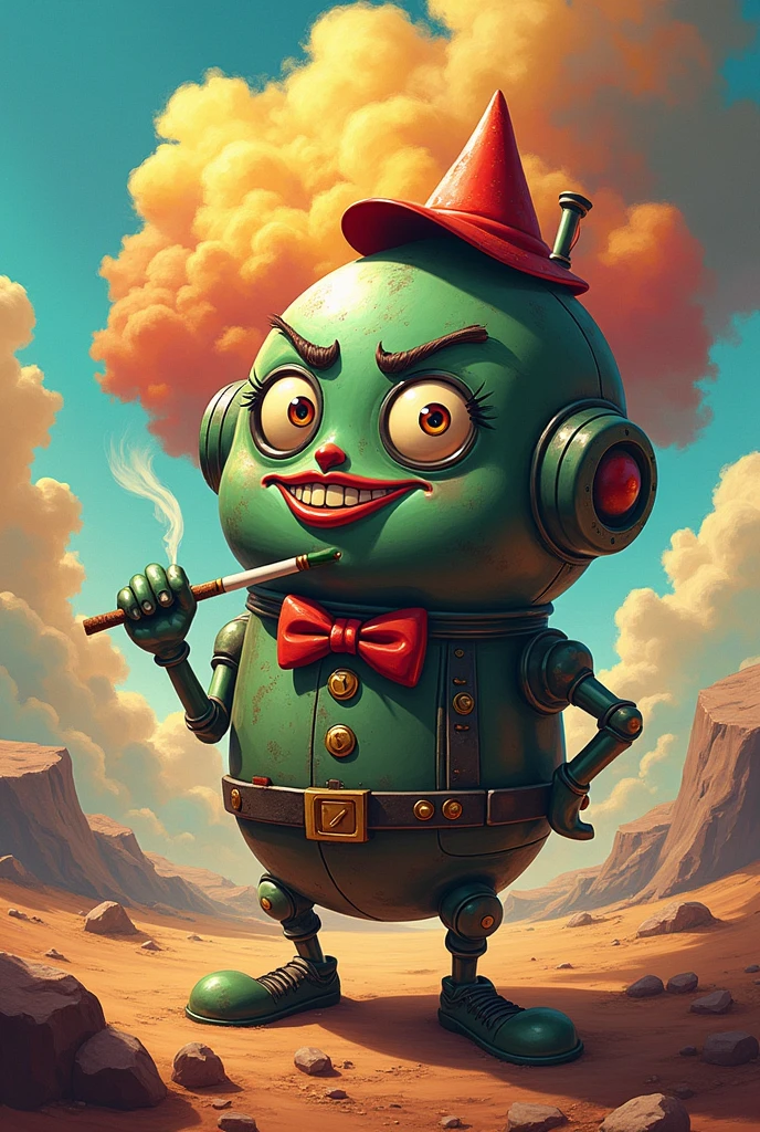 Make a happy atomic bomb with a cigarette in your mouth crazy
