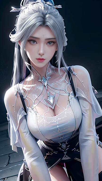 a white hair、Close-up of miss wearing white mask, Beautiful character painting, guweiz, Gurwitz-style artwork, White-haired god, author:Yang Jie, Epic and beautiful character art, Stunning character art, author:Fan Qi, by Wuzhun Shifan, pixiv Art Street Guviz, Single ponytail, insult, High Ponytail, Tall and big, Long legs, (sleeveless lace shirt), (shorts), (Striped )), ((Striped )), Walk, elegant, dignified, miss, Beautiful curves, sweet smile, Strong sense of detail and layering, Rich and colorful color, Has a unique texture, rich and colorful, color, vivid, Design Art, 16K, Super detailed, {{illustration}}, {Extremely refined}, {Exquisite surface treatment}, Super detailed, Delicate and shining eyes, {{Light}}, Ultimate light effect, Model: realism, CFG size: 12, Laura: Bright texture (1.35), high quality, masterpiece, Exquisite facial features, Delicate hair depiction, Detailed depiction of the eyes, masterpiece, best quality, Light line tracing, Extremely detailed CG unified 8k wallpaper, masterpiece, best quality, (1 girl), Perfect Miss Body, (((Skinny white T-shirt))), beautiful eyes, (Delicate face), short black hair, Tie your hair up, Light blue hairpin, Black silk frame glasses, in class, (White skin), (Optimal Lighting), (Super intricate details), 4k unity, (Super detailed CG), Showing off her white legs, , Hot Pants, shorts,Sexy Long Legs, Thin waist, Sweat runs down my waist, Showing belly, Extremely detailed depiction, Pink Hair, Asymmetrical bangs, Transparent clothes, Hands on thighs, Move your eyes away, 8k resolution, Raise an eyebrow, shiny hair, Flower head, Wristbands, bandage,Leather sexy pose, simple grey background, Climbing towards the viewer, Kitten pose, On all fours,
