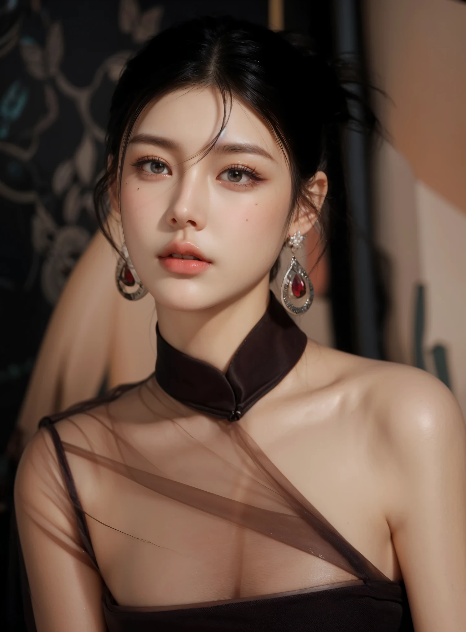 Game Art，CG Animation，Best image quality，Maximum resolution，8K picture quality，(A bust photo)，(portrait)，(Head close-up)，(Rule of Thirds)，Unreal Engine 5 rendering works，20 year old girl，((Queen))，The eyes are very detailed，(Large Breasts)，Elegance and nobility，Ray Tracing，Game CG，((3D Unreal Engine))，OC rendering reflection mode，4K，Ultra-clear，Translucent lace，Fair and plump figure，Pretty Face，Glossy Gel Coat，身着华贵礼服的Queen，Gorgeous clothing，Luxurious and exquisite jewelry，Colorful makeup，Full figure，Dark red lipstick，精致Gorgeous clothing，Supermodel，Gold Jewelry，Luxurious clothing，Gold and diamond jewelry，Rich facial details，Delicate and delicate skin texture，Gorgeous eyeshadow makeup，Three-dimensional facial features，Pearl and Gemstone Necklace，