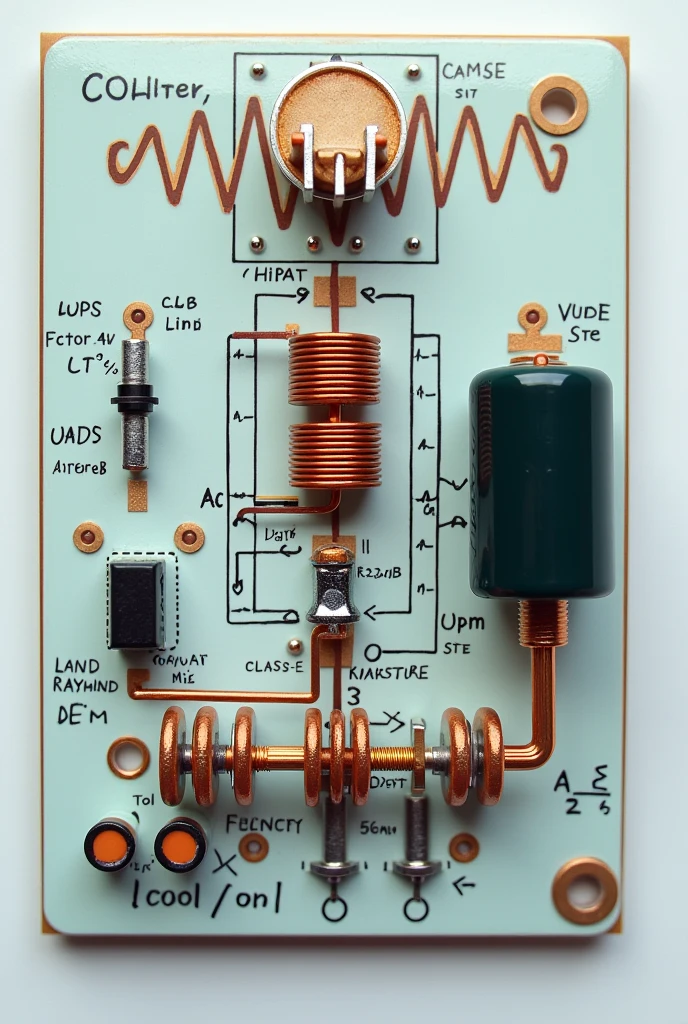 A circuit that generates a high-frequency AC signal (e.g., 100 kHz to 1 MHz) to drive the TX coil.
* Typically, a Colpitts oscillator or a Class E amplifier is used.