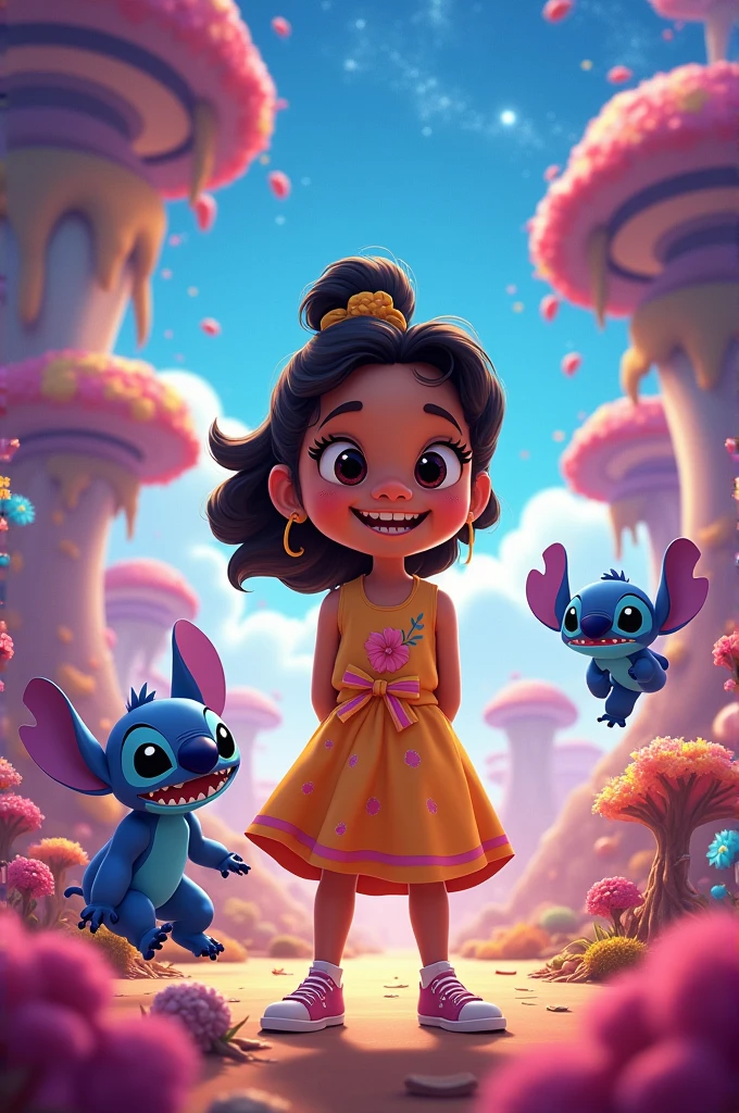 Anaiyah in stitch cartoon background