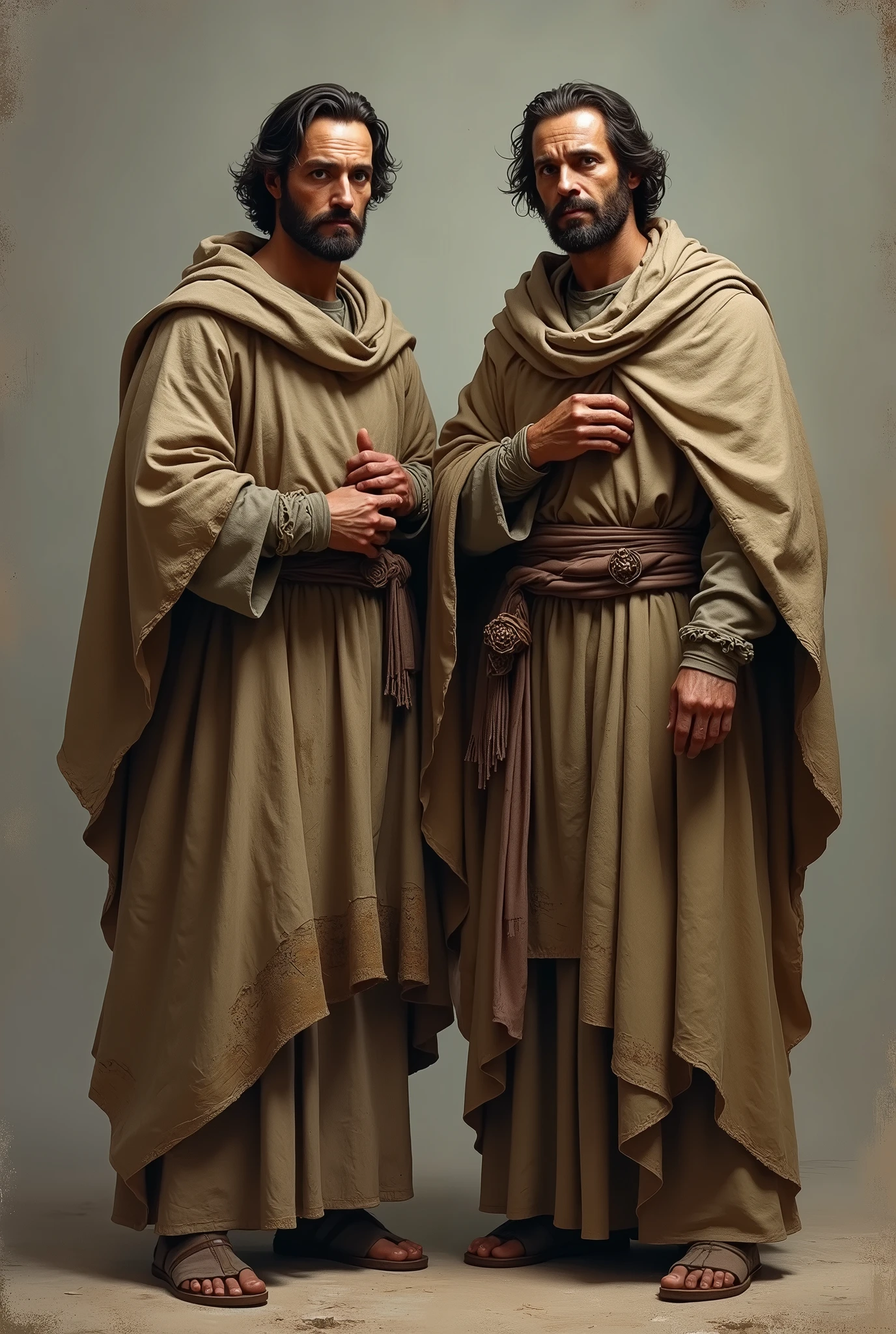  twins, with old clothes. Cosmas and Damian 