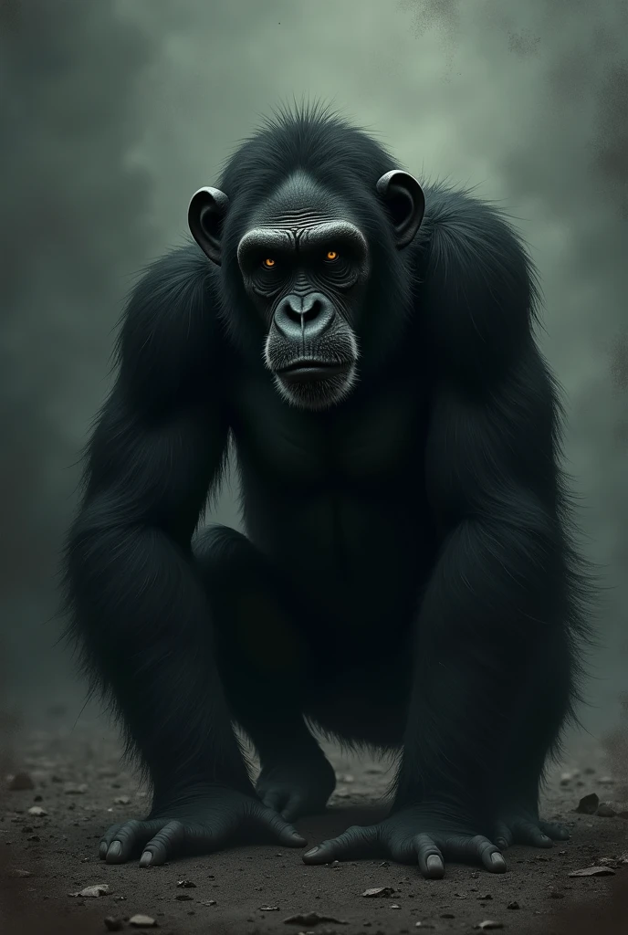 Night darkness、Stone statue of a monkey with its eyes covered
