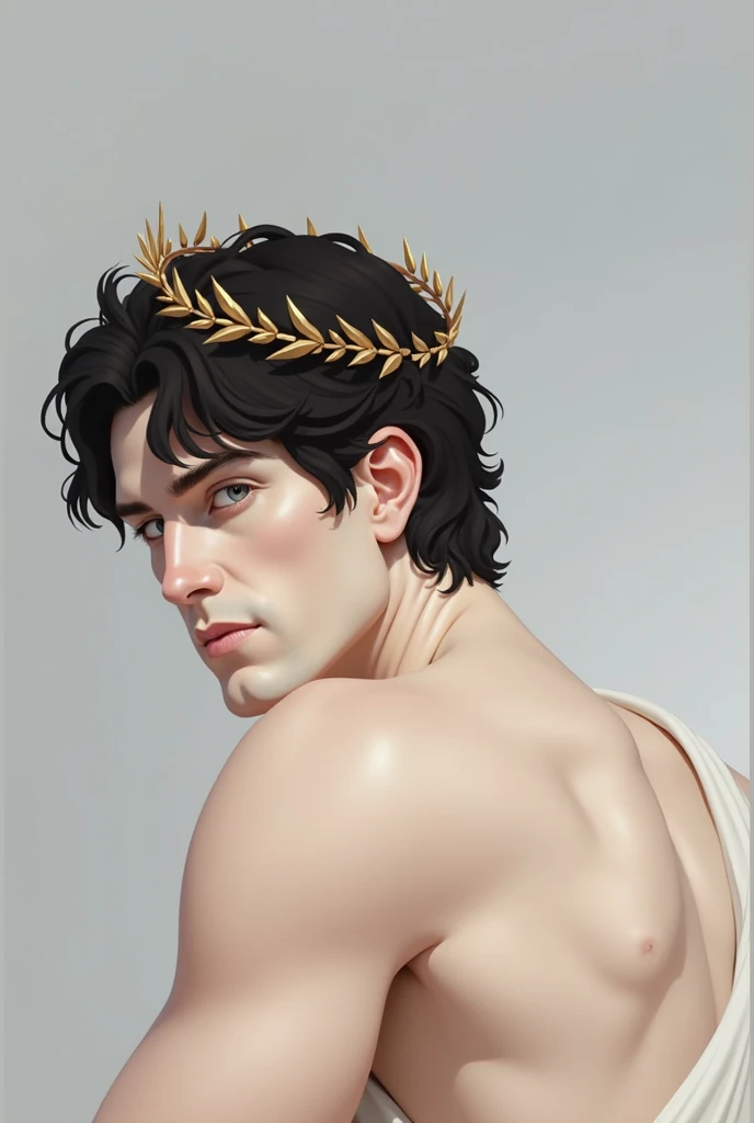The male Apollo stands holding a pin, facing sideways with a charming gaze realistic