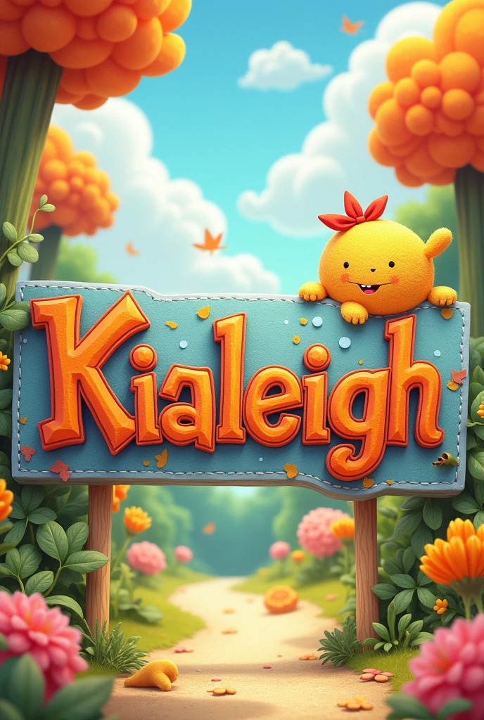 Kialeigh nameplate in stitch cartoon background