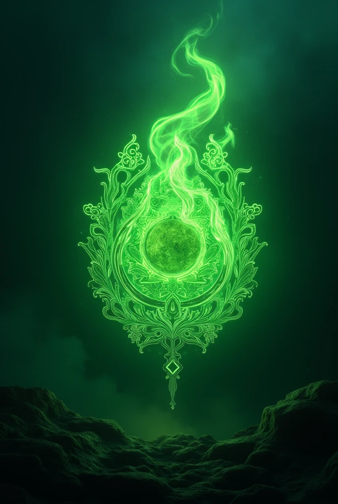 a mystical green fire logo poster for the film "Kon Murshid?", highly detailed, 8k, hyper-realistic, fantasy, magical, vibrant colors, dramatic lighting, intricate design, mesmerizing, ethereal atmosphere, visually stunning, captivating, cinematic quality
