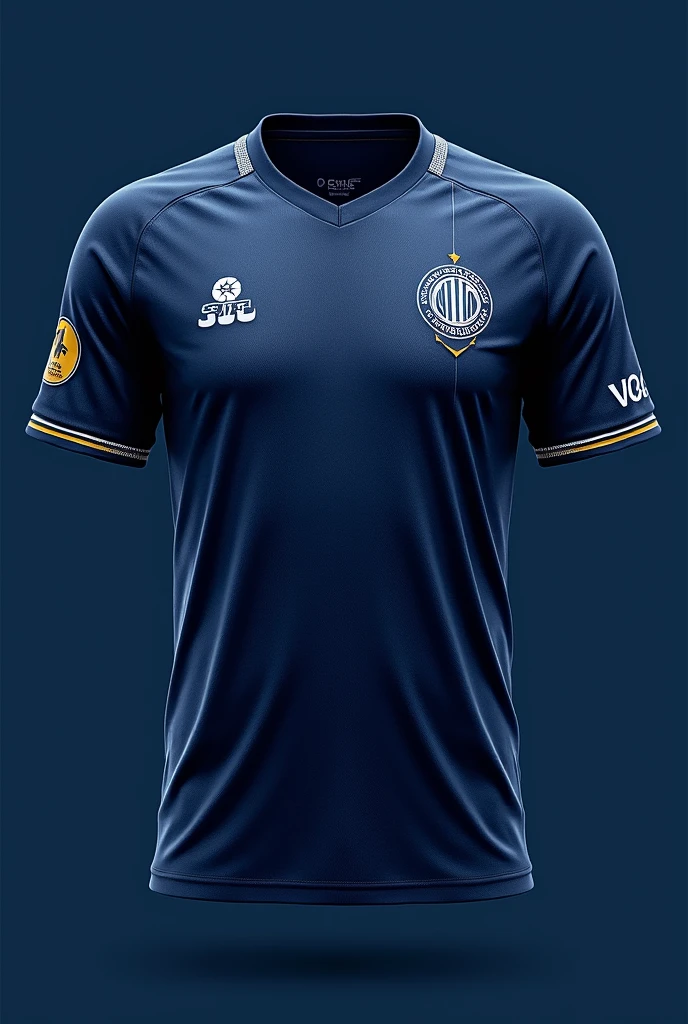 Soccer jersey that depicts unity strength and faith. Try to use navy blue and some other colour