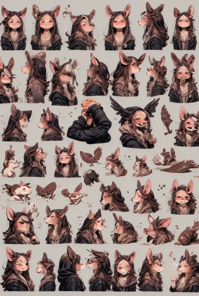Winged Pig,Illustrations from various angles,(9 illustrations of the same character in different poses:1.3),No background,High-resolution model, Textured skin,