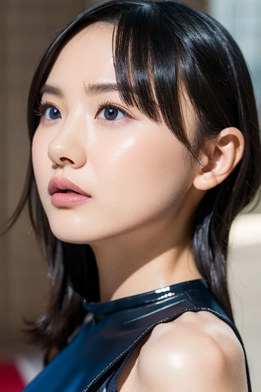 One Girl, (Beautiful girl, Delicate girl:1.3), (:1.3),
break, (Golden catsuit, latex, enamel:1.2),
break, Very beautiful eyes, (Symmetrical eyes:1.3),
break, Small breasts, Brown eyes, Parted bangs, Brown Hair, (Upper teeth, The best smile:0.2),
break, (Eye and facial details:1.0),
break, (masterpiece, highest quality, Super detailed, Detailed face, 8k)