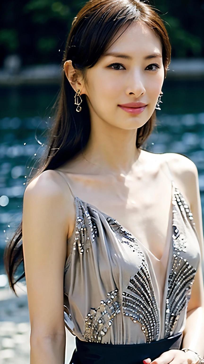 "Skeleton Knight reinterpreted as the ultimate Japanese beauty, While retaining important skeletal features. She is slender, Smooth and graceful, Pale skin that subtly highlights the bone structure, Adds a mysterious and enchanting charm. Her big, Almond-shaped eyes have a soft glow, Mysterious Light, Reflects both purity and ancient wisdom, Surrounded by a long frame, Silky black hair flows down her back、There are faint bone-like veins.。.
She is elegant, Her pale skin and beautiful silver mesh swimsuit, Decorated with delicate patterns reminiscent of bones and traditional Japanese motifs, While still maintaining a connection to her undead origins.、Tailored to accentuate her natural beauty。, Exquisite details create an atmosphere of both elegance and strength..
Her expression is calm and serene, With a gentle smile that exudes confidence and grace. Despite her skeletal features, She exudes an aura of timeless beauty and strength., Embodying the perfect blend of fearsome strength and delicate femininity.
The background is a tranquil, A moonlit beach with gentle waves lapping gently on the shore, The sky is colored in the soft hues of dusk. This tranquil setting enhances her otherworldly presence., The ultimate fusion of the iconic features of the skeleton knight and the elegance of a beautiful Japanese girl.."
