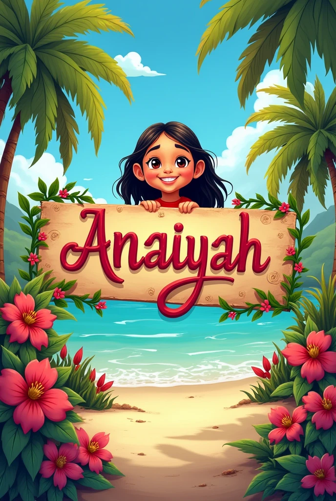 Anaiyah nameplate in lilo and stitch cartoon baCkground