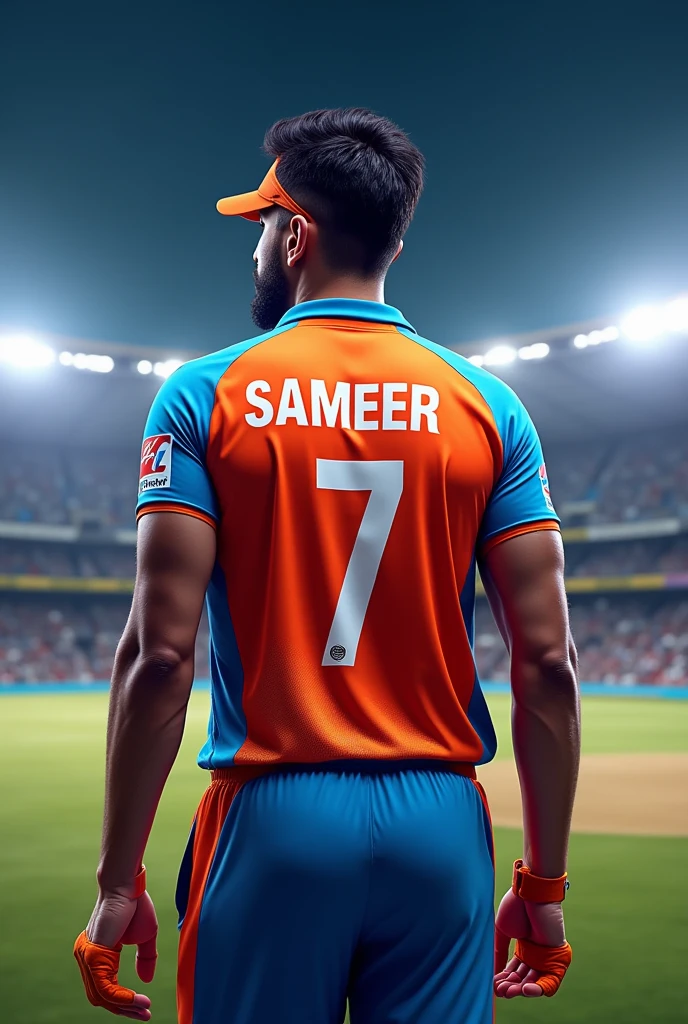Sameer ka naam likho RCB ke tshirt me jursey number 7
