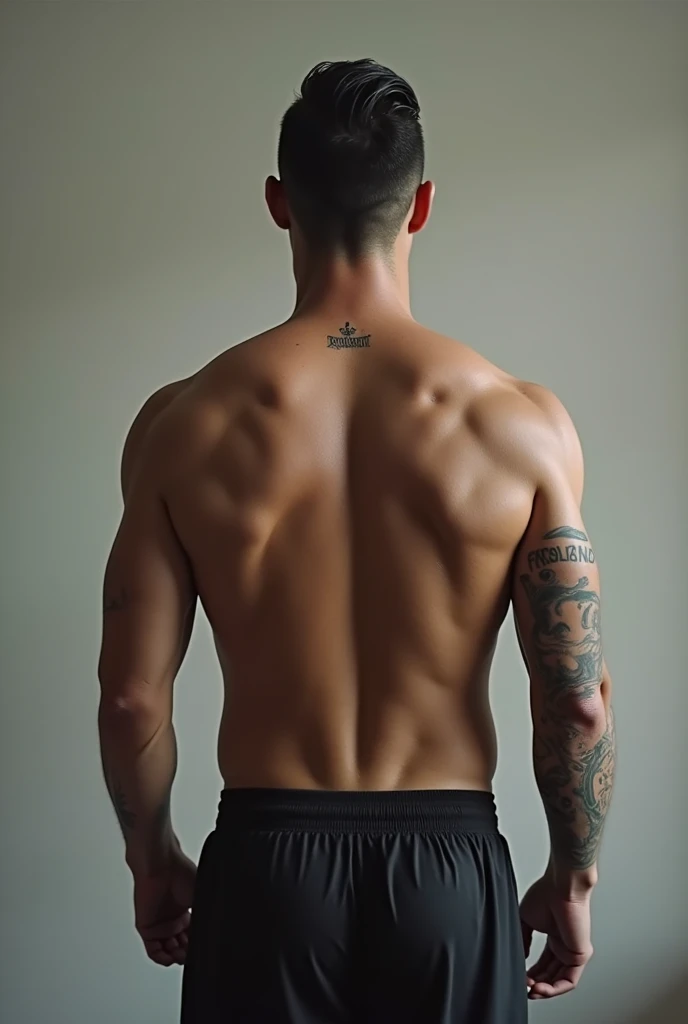 Picture of Cristiano Ronaldo's back with no tattoos on his body, There is a glimpse of various aspects of life that he wants to show on his YouTube channel., moments of everyday life.