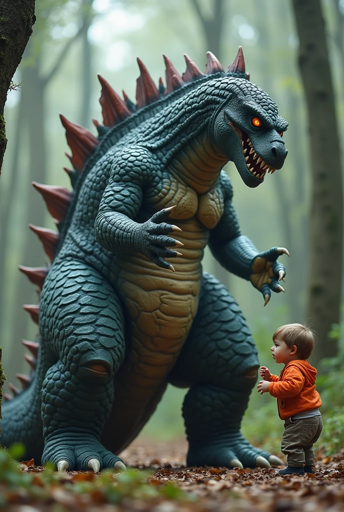 Godzilla with big tits and vagina pisses on a child