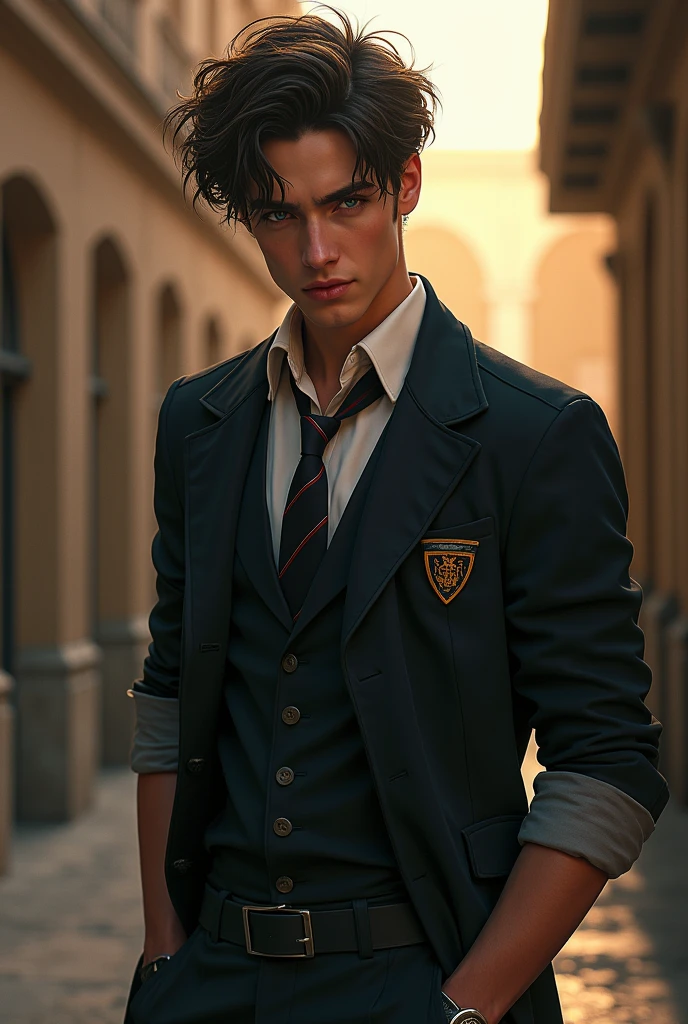 handsome school bad boy with uniform