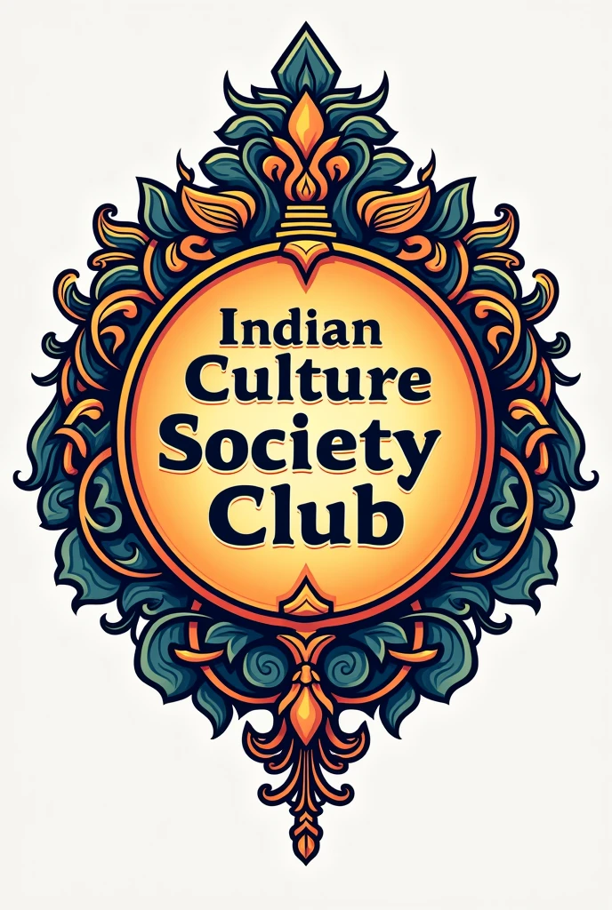 Tshirt Logo for Indian Cultures Society Club with the touch of tamil tradition and name Indian Culture society club