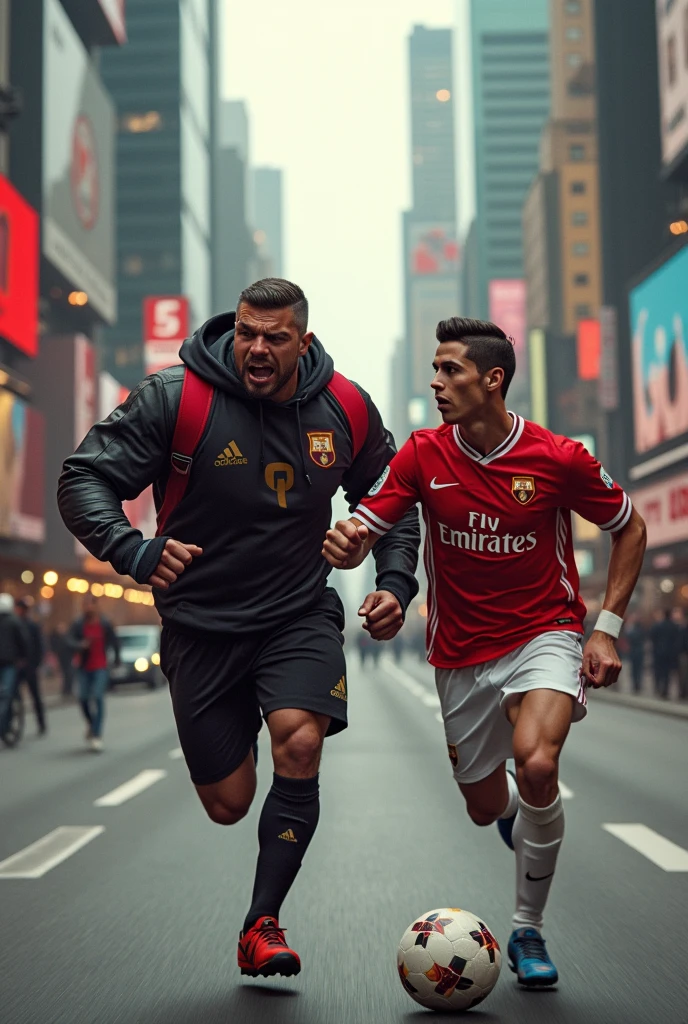 mr beast chasing ronaldo with angry mode
