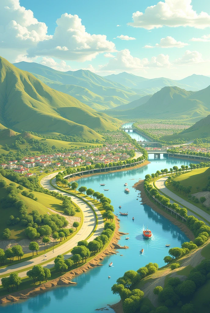 Generate an image focused on the territorial planning of the department of Antioquia, in the country of Colombia to make a power point presentation