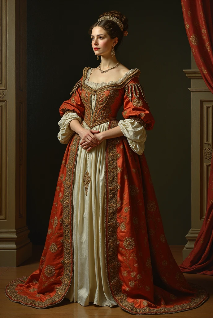 Full body image of a bourgeois woman from the Middle Ages