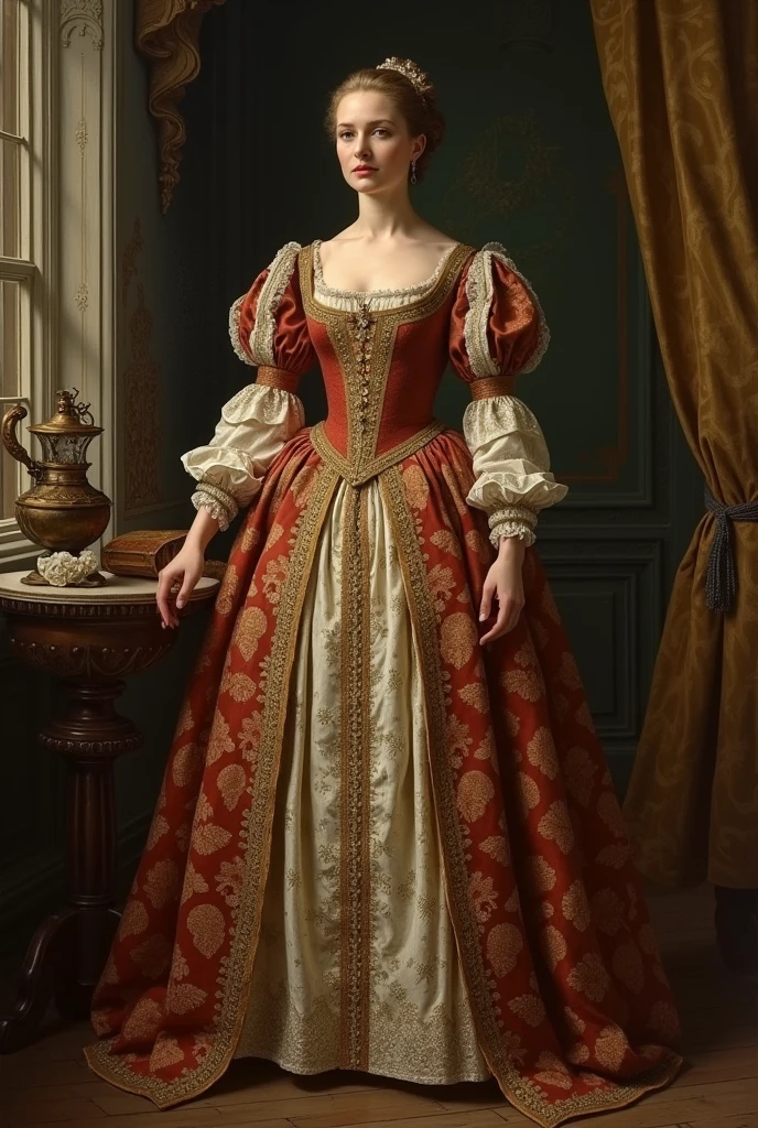 Full body image of a bourgeois woman from the Middle Ages