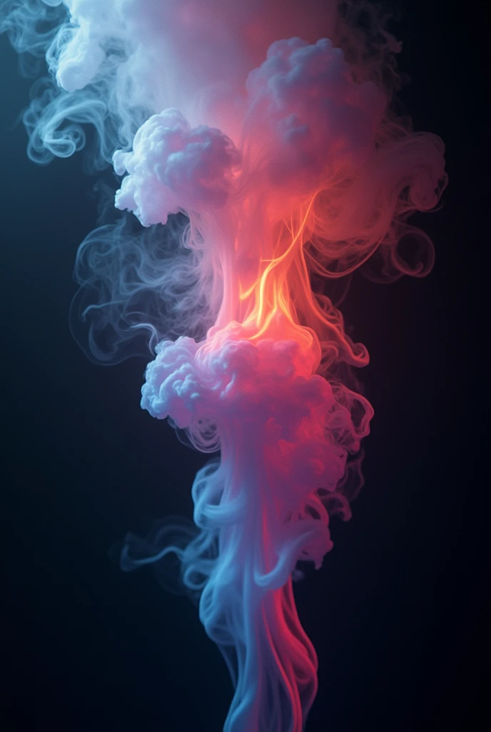 A black background, with smoke, sound and many colors of different shades

