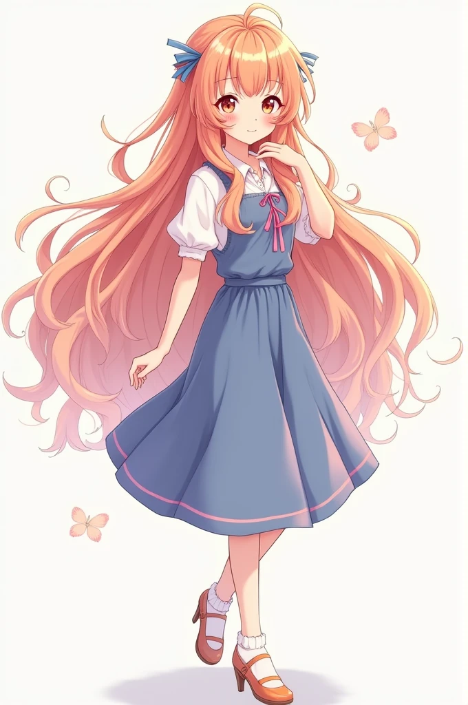 Kawaii long hair teacher full body with transparent background