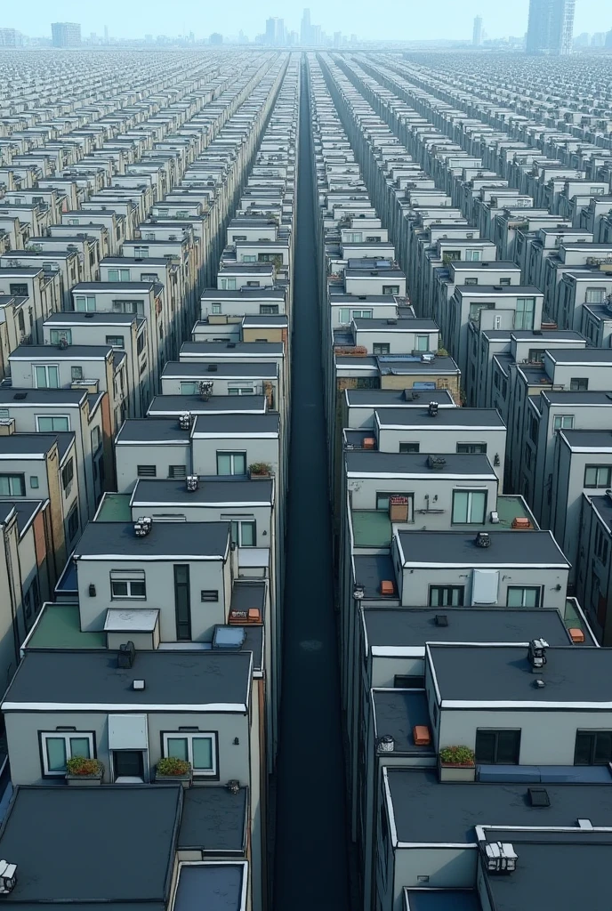 A city with many similar houses
