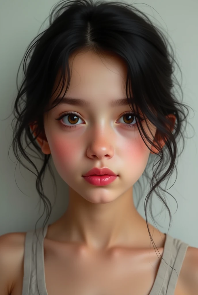 young black hair oval face whit pronounced nose