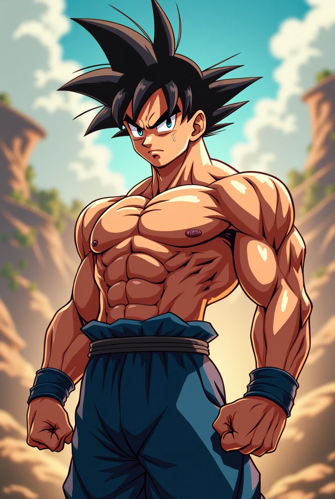 anime character short hair strong and pumped